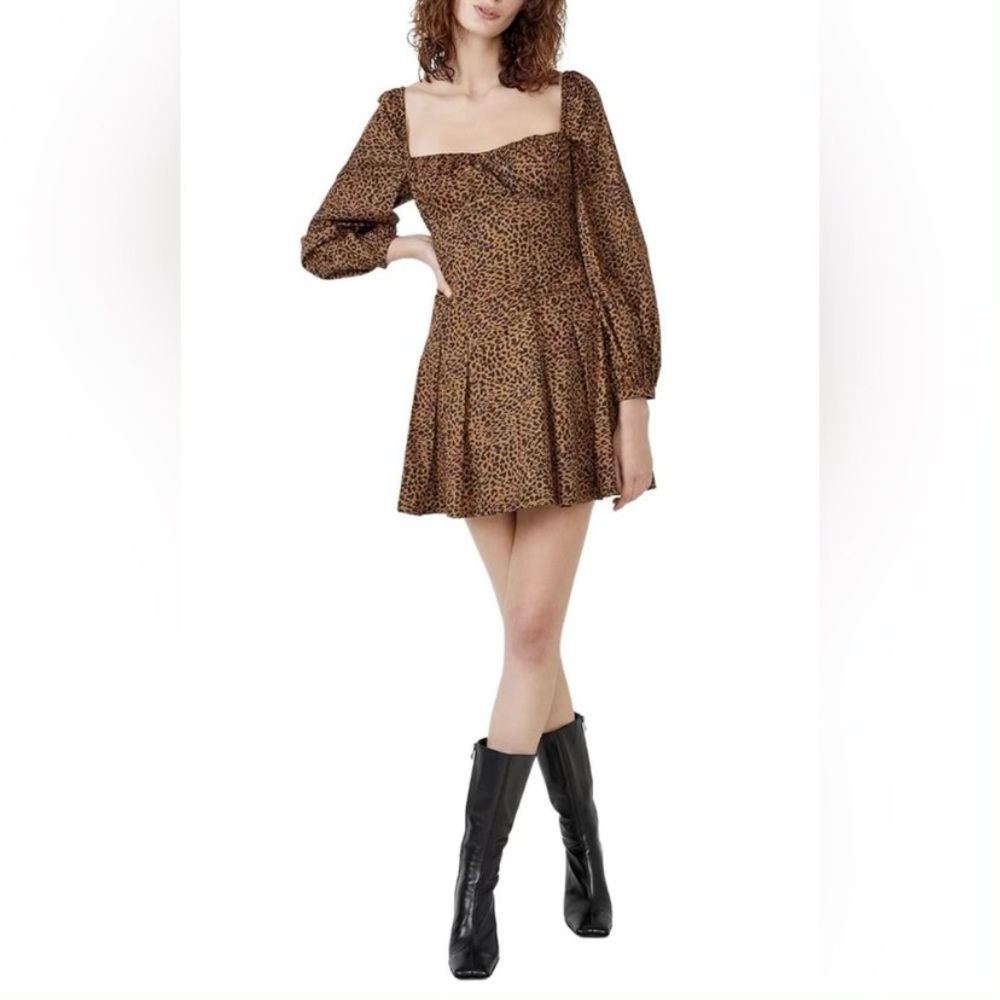 Bardot Brown Leopard Print Mini Dress